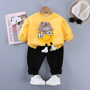 Boy's Yellow Emoji Print Sweatshirt & Pants Set