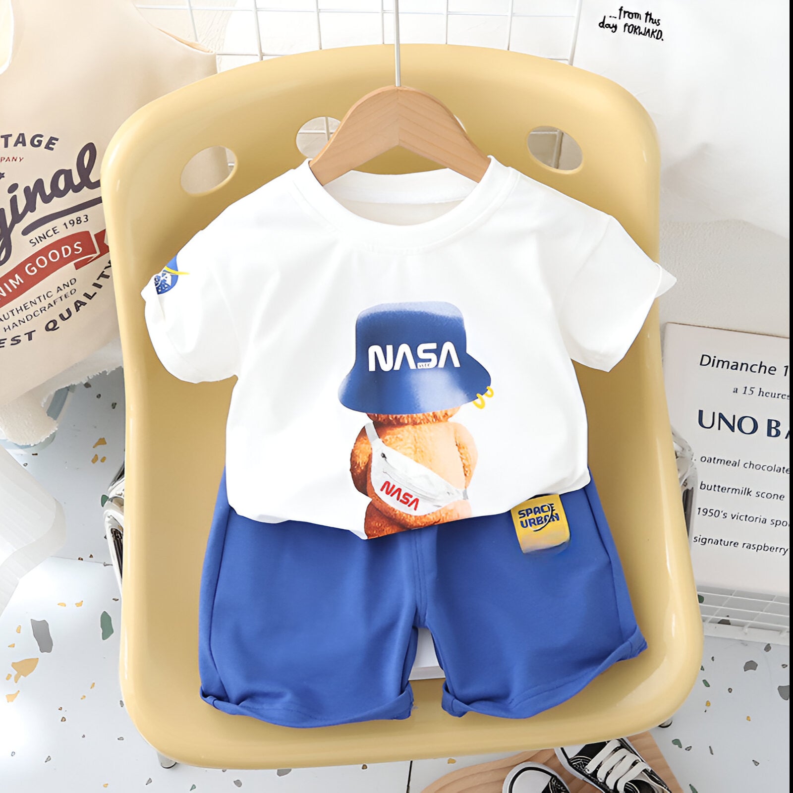 Boy's White NASA Print T-Shirt & Shorts Set