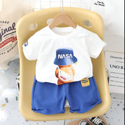 Boy's White NASA Print T-Shirt & Shorts Set