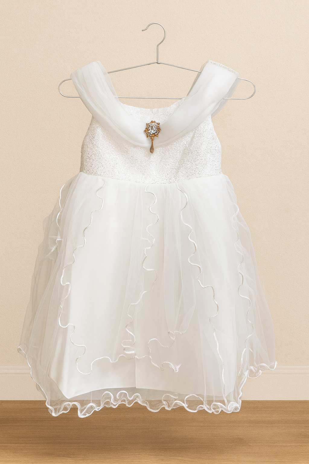 Girl's White Crystal Elegance Dress