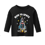 Boy's Black Space Print T-Shirt