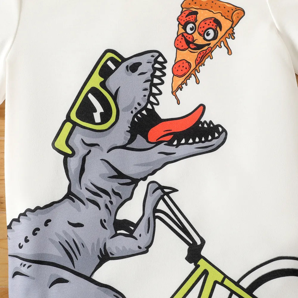 Boy's Pizza Print Half-Sleeve T-Shirt