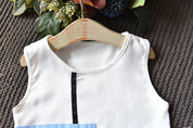 Girl's White Bow Top & Striped Palazzo Set