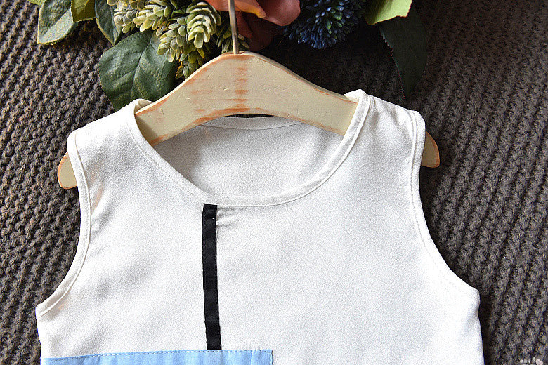 Girl's White Bow Top & Striped Palazzo Set