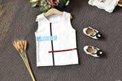 Girl's White Bow Top & Striped Palazzo Set