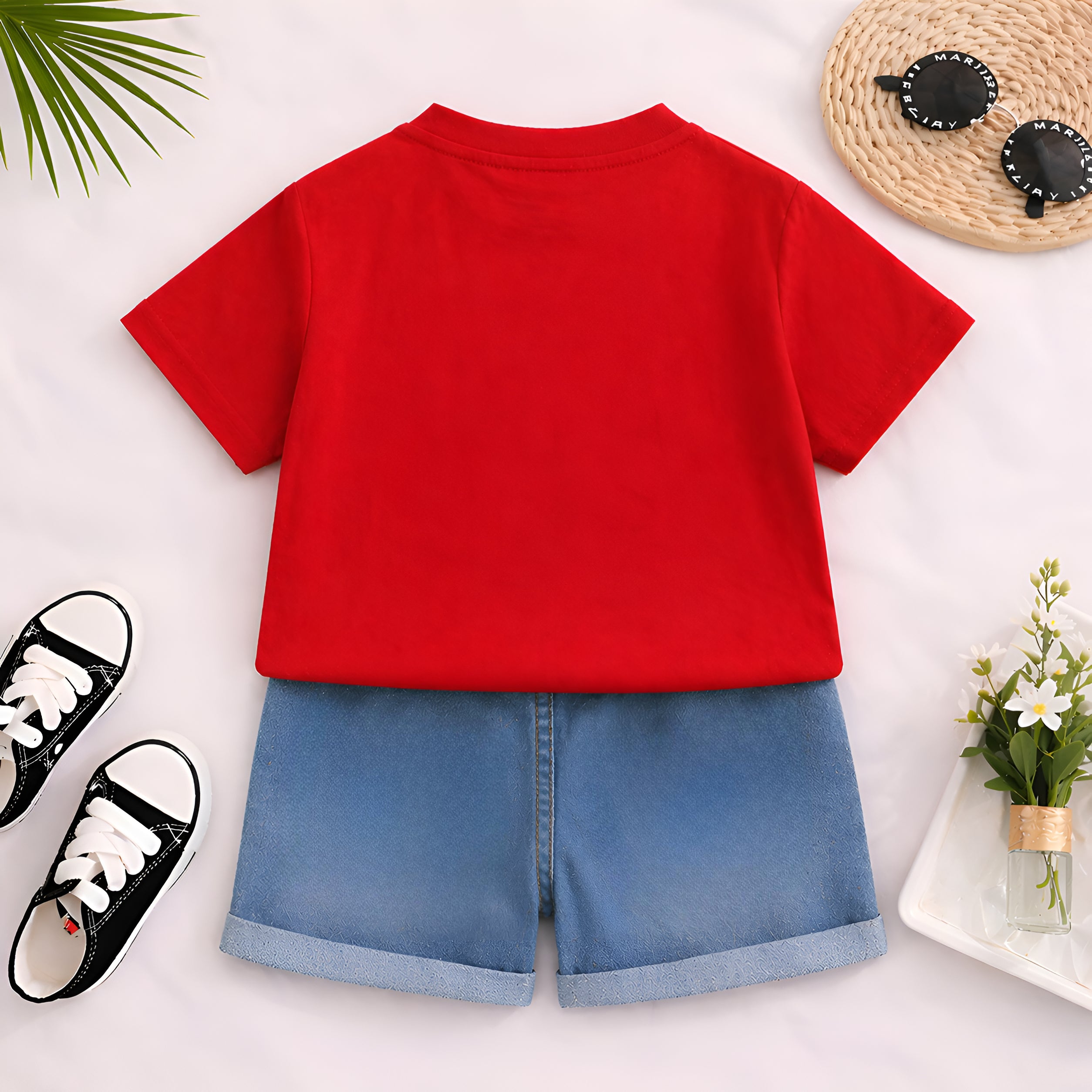 Boy's Panda Print T-Shirt & Shorts Set