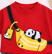 Boy's Panda Print T-Shirt & Shorts Set