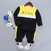 Boy's Black King Print Sweatshirt & Pants Set