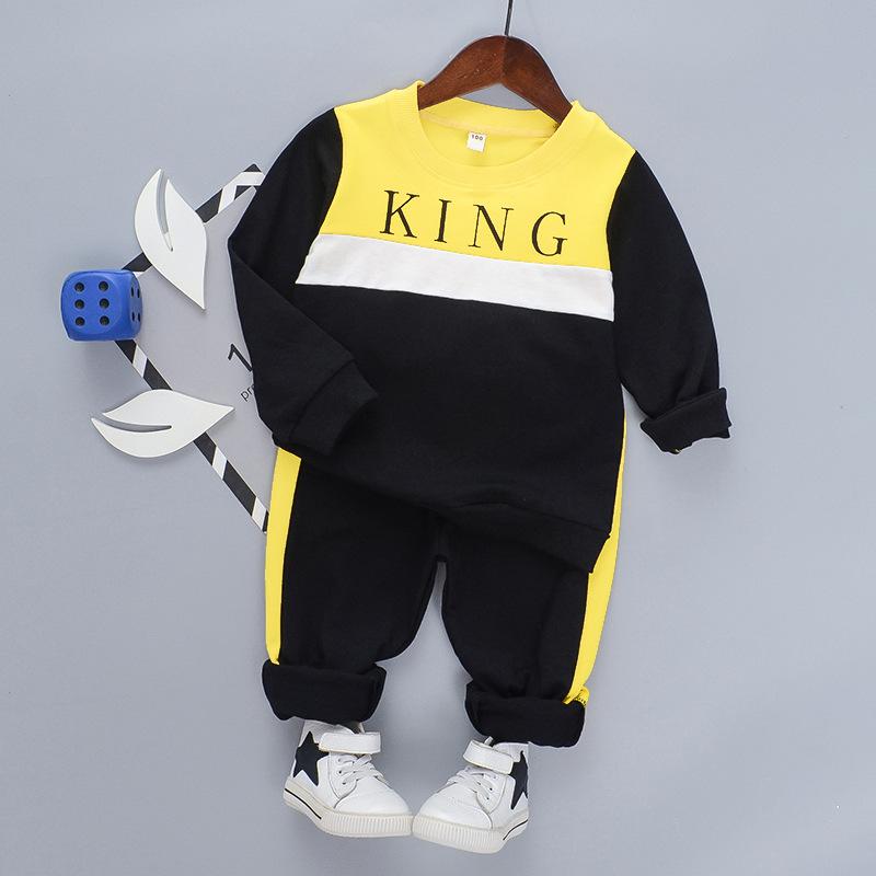 Boy's Black King Print Sweatshirt & Pants Set