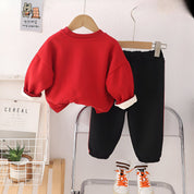Boy's Red Puppy Print Sweatshirt & Joggers Set