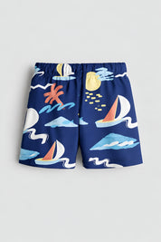 Boy's Cotton Beach Printed Shorts - Blue
