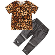 Girl's Animal Print Top & Pants Set