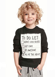 Boy's Black Text Print Full-Sleeve T-Shirt & Pants Set