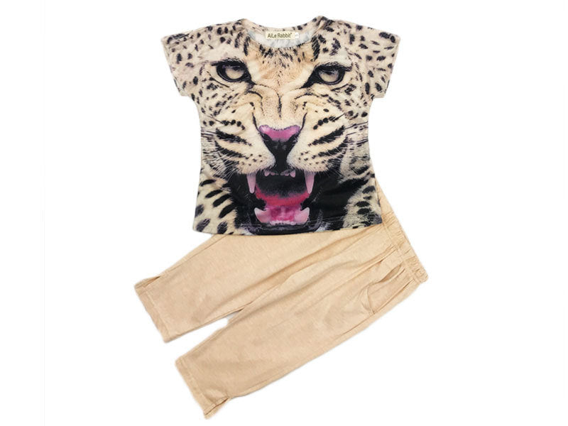 Girl's Animal Print Top & Capri Set