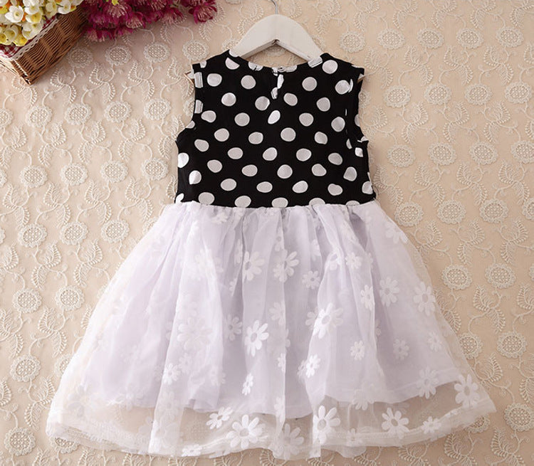 Girl's Black & White Polka Dot Frock