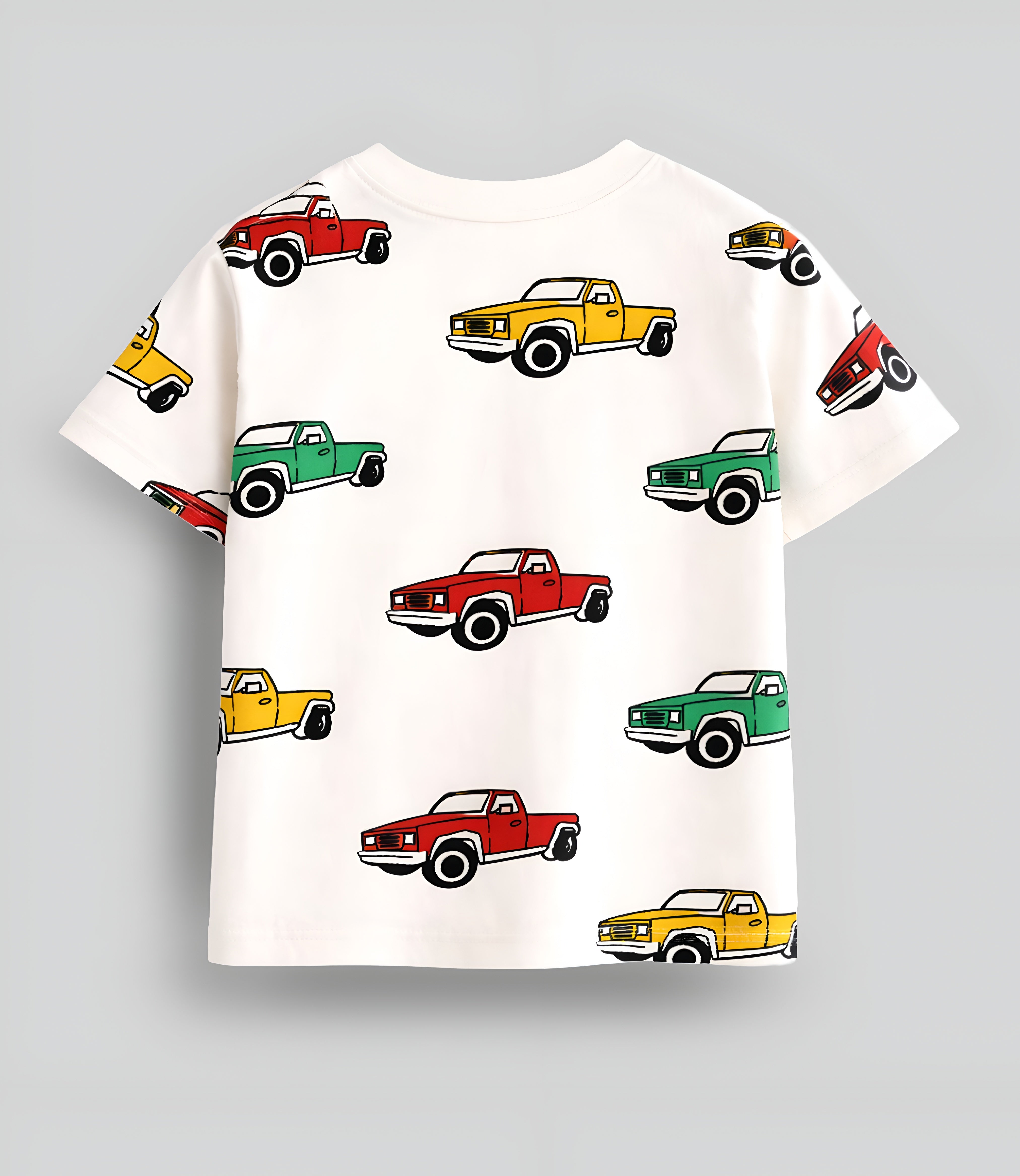 Boy's Car Print Half-Sleeve T-Shirt - White