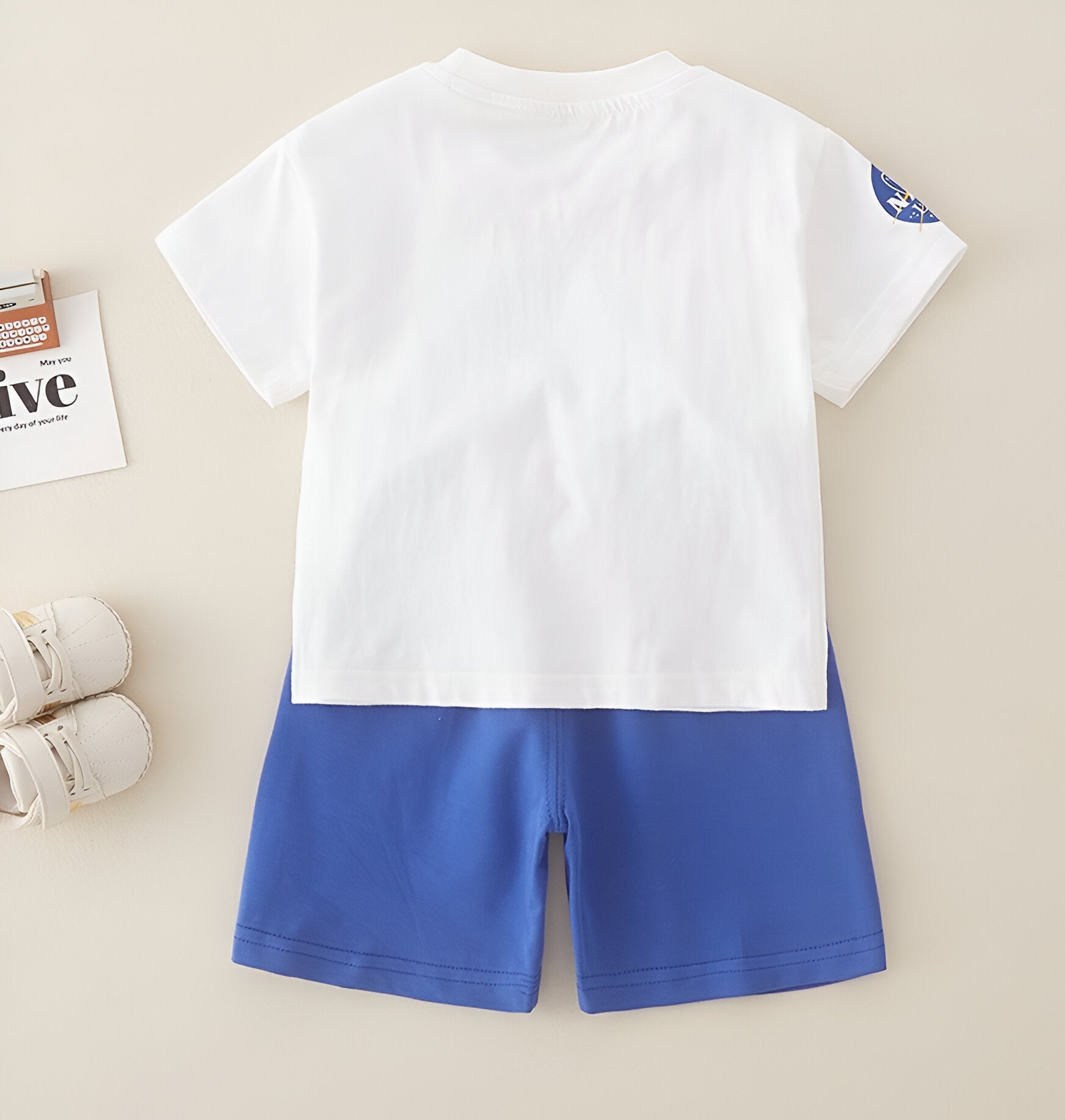 Boy's White NASA Print T-Shirt & Shorts Set