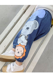 Boy's Blue Animal Print Cotton Pants
