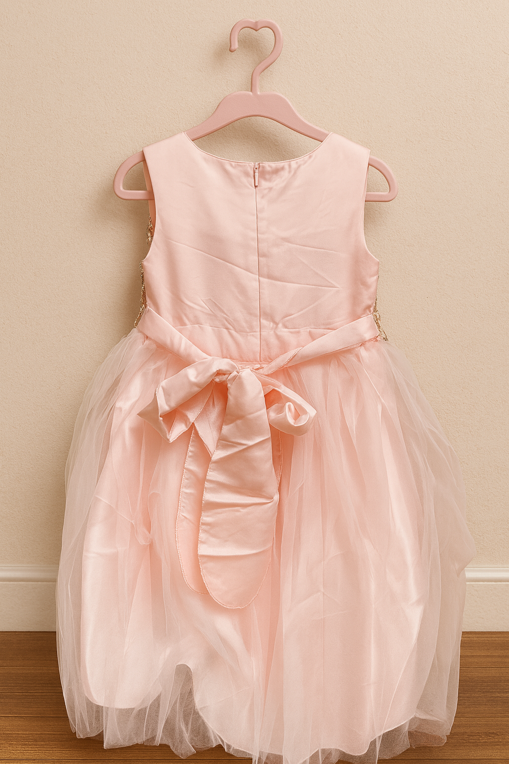 Girl's Blush Pink Shimmer Cascade Dress