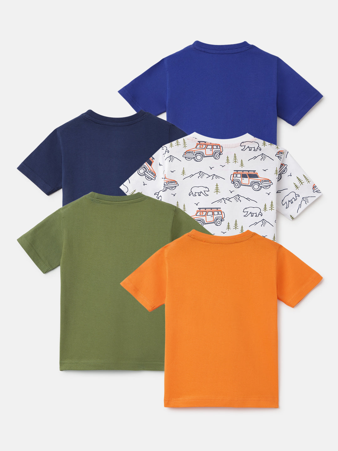 Boy's Cotton Printed Regular T-shirt For Toddalar Boy's Set of 5 Pcs. (WelcomeMountain5Pack)