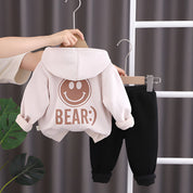 Boy's Cream Hoodie Sweatshirt & Pants Set
