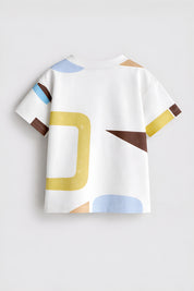 Boy's Shapes Print Half-Sleeve T-Shirt - White