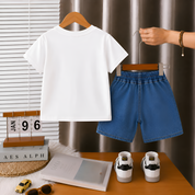 Googo Gaaga Boys Cotton Giraffe Printed T-Shirt & Shorts Set - White