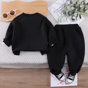 Boy's Black Panda Print Sweatshirt & Pants Set