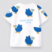 Boy's Happy Duck Print Half-Sleeve T-Shirt - Blue