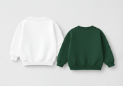 Girl's Cotton Full Sleeves Printed Sweatshirt Set Pack of 2 - White & Green