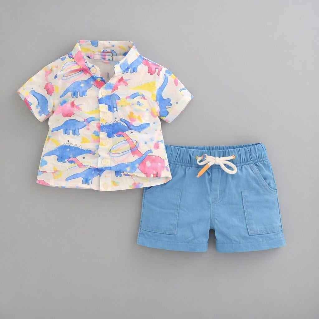 Boys Cotton Half Sleeves Shirt & Shorts Set Pack Of 2