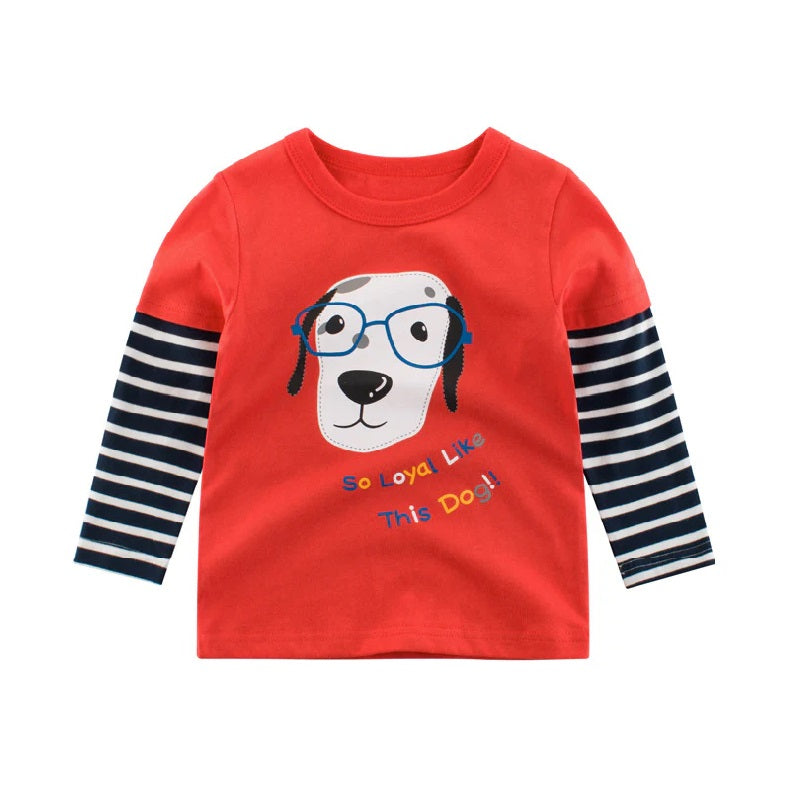 Boy's Multicolor Puppy Print T-Shirt