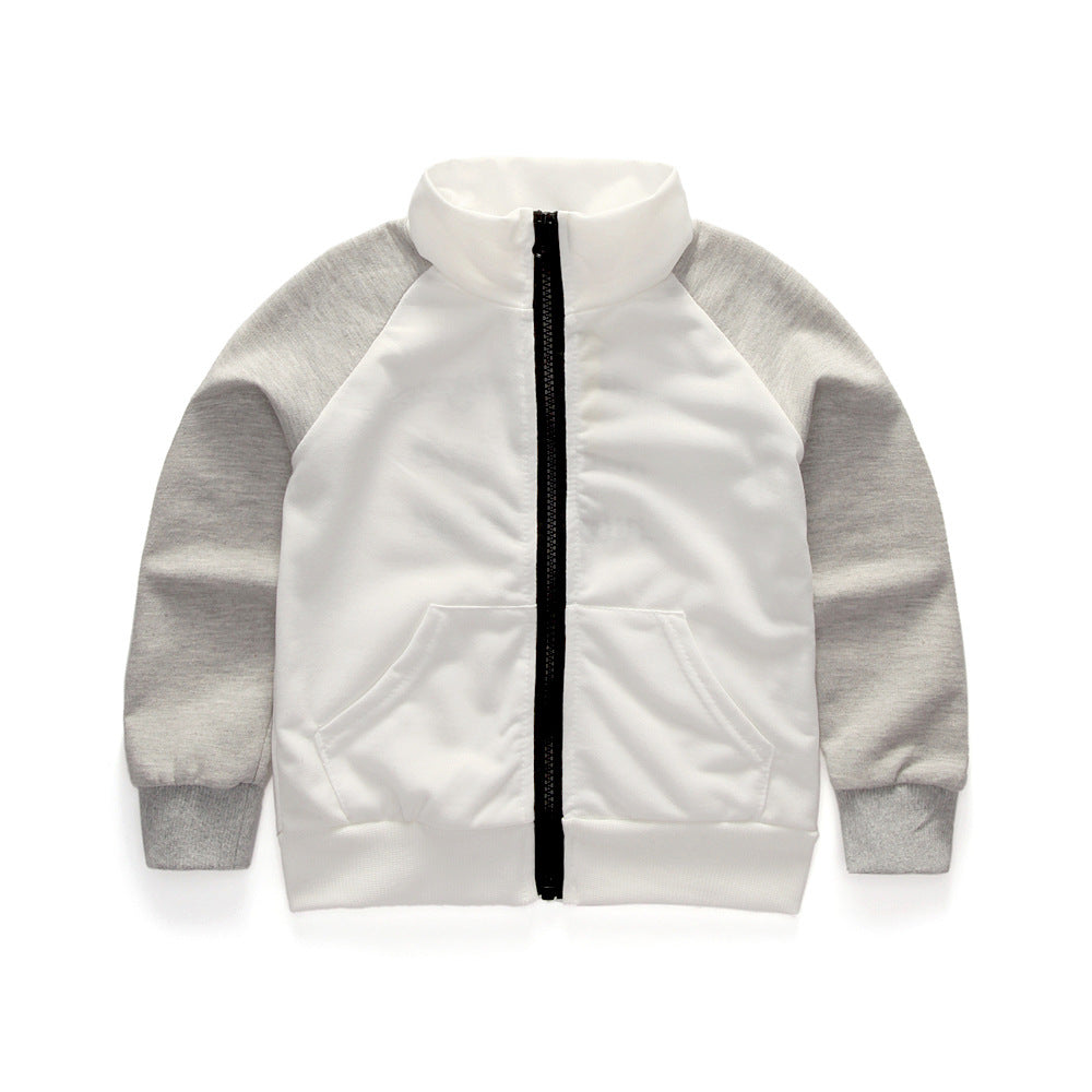 Girl's White & Grey Text Jacket & Skirt Set