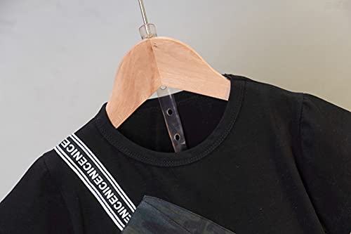 Boy's Black Camouflage T-Shirt & Shorts Set