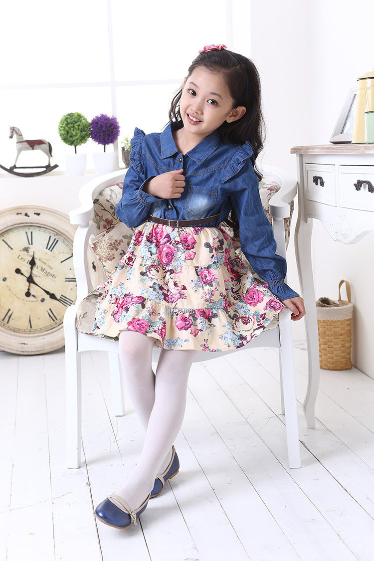 Girl's Floral Full-Sleeve Dress
