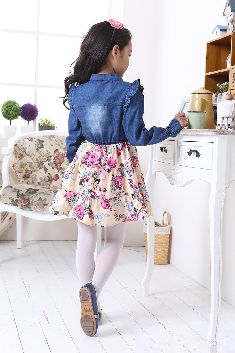 Girl's Floral Full-Sleeve Dress