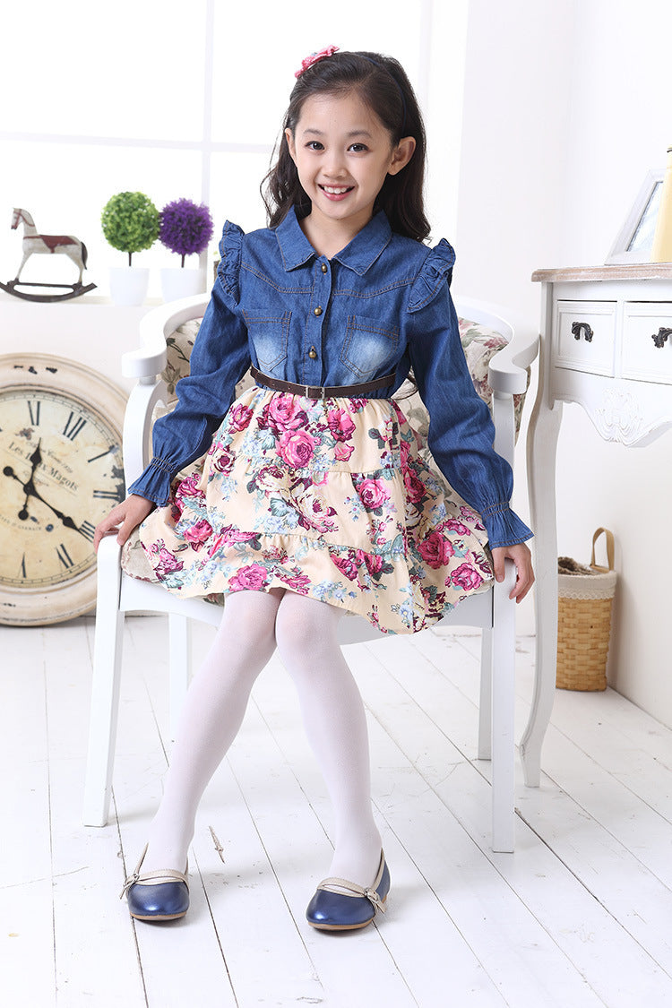 Girl's Floral Full-Sleeve Dress