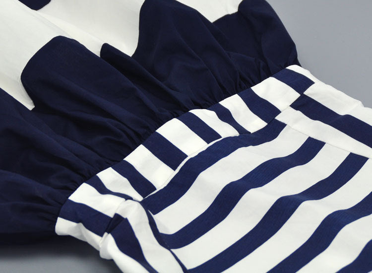 Girl's Blue & White Striped Dress
