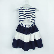 Girl's Blue & White Striped Dress