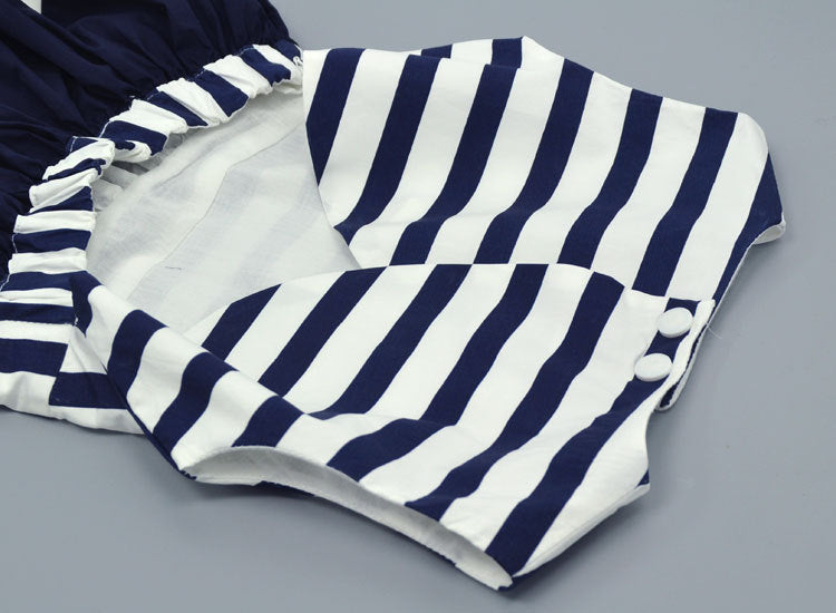Girl's Blue & White Striped Dress