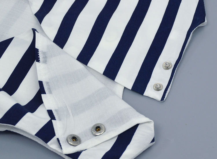 Girl's Blue & White Striped Dress