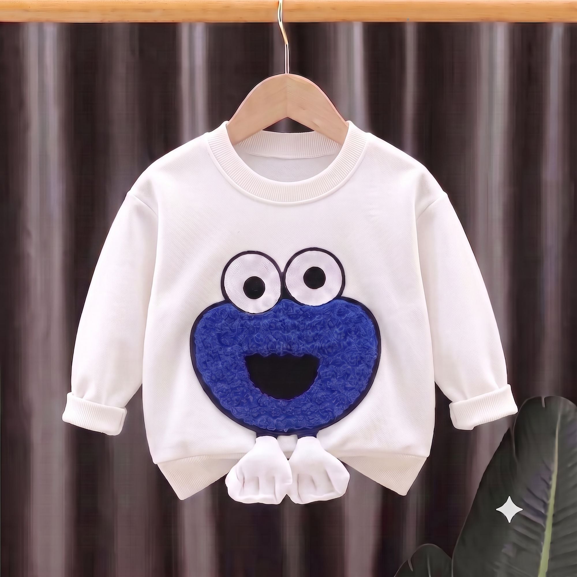 Googo Gaaga Kids White Monster 3D Appliqué Sweatshirt