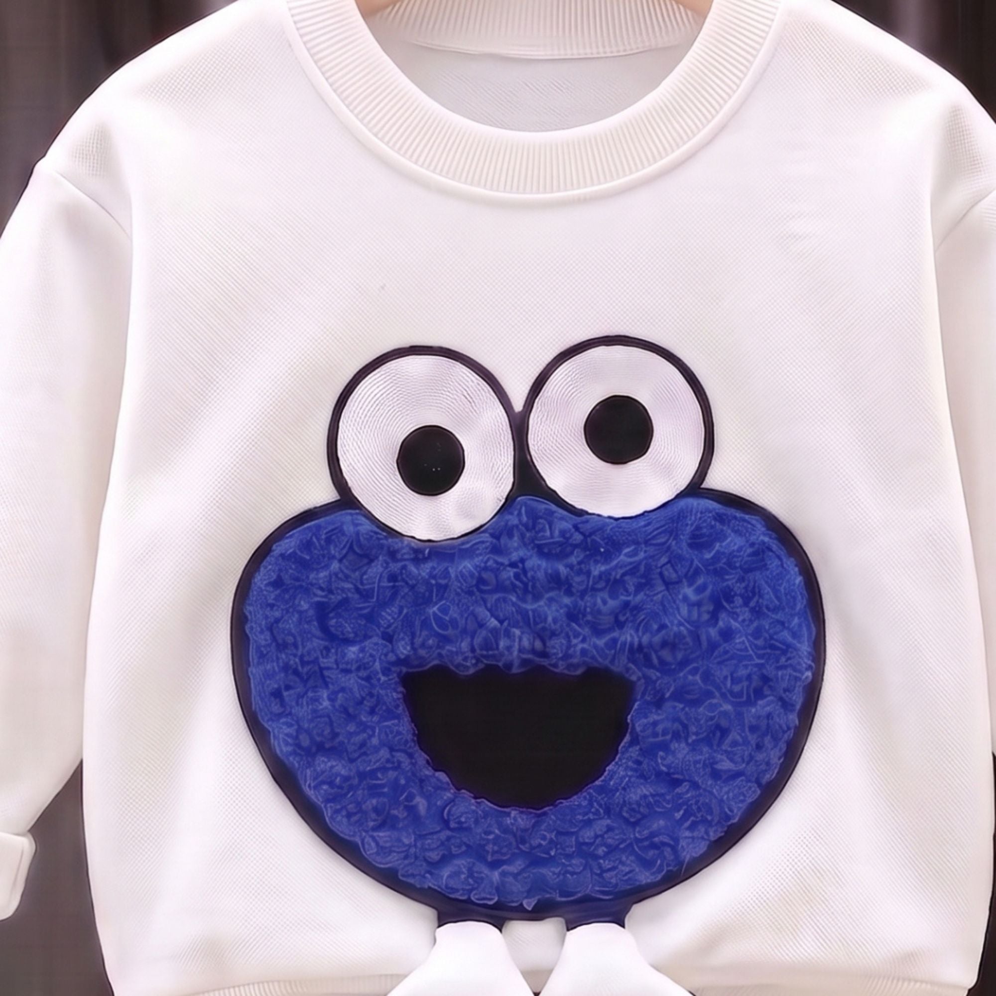 Googo Gaaga Kids White Monster 3D Appliqué Sweatshirt