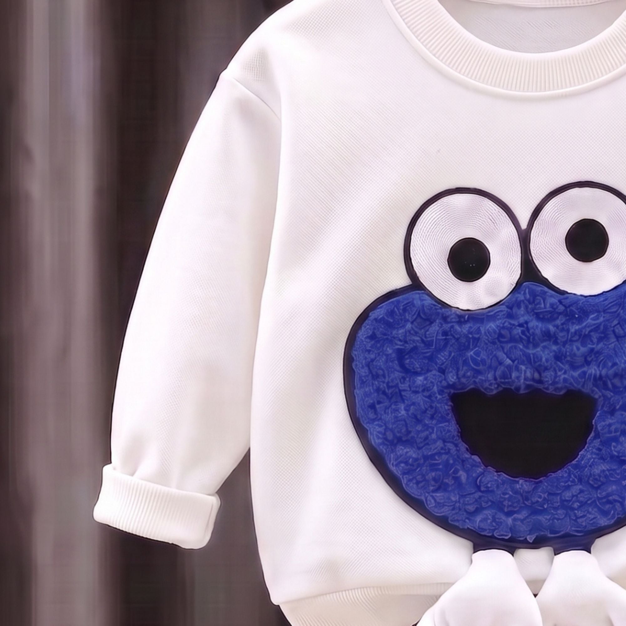 Googo Gaaga Kids White Monster 3D Appliqué Sweatshirt