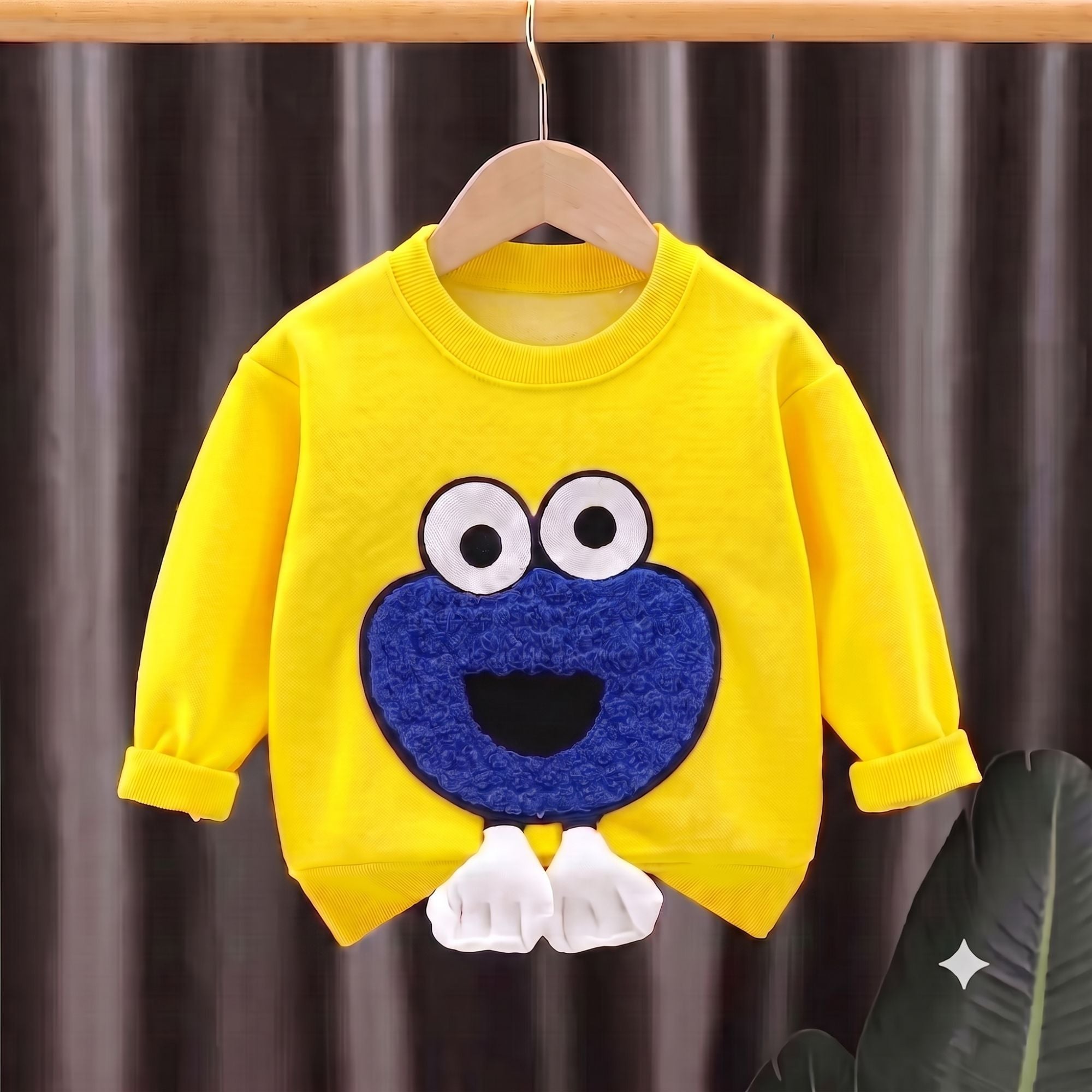 Googo Gaaga Kids Yellow Monster 3D Appliqué Sweatshirt