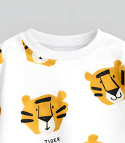Boy's Tiger Print Half-Sleeve T-Shirt - White
