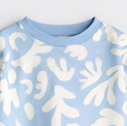 Boy's Leaf Print Half-Sleeve T-Shirt - Blue