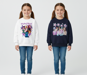 Girl's Cotton Full Sleeves Printed Sweatshirt Set Pack of 2 - White & Navy