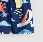 Boy's Cotton Beach Printed Shorts - Blue