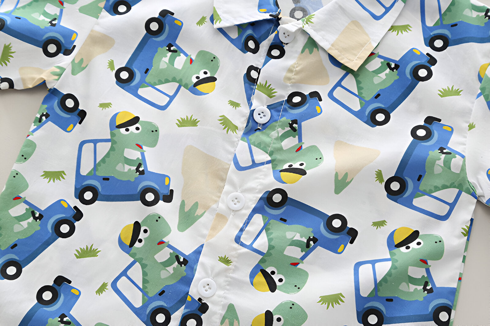 Boy's Dino Printed Shirt With Shorts Set